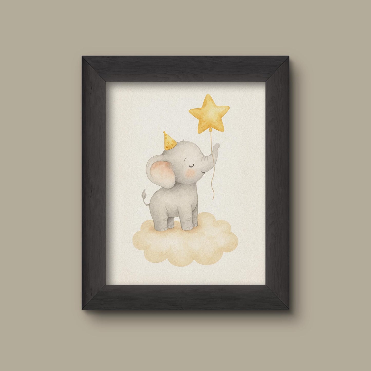 Baby Elephant Nursery Art Print – Watercolor Safari Animal Wall Decor | Fine Art Print
