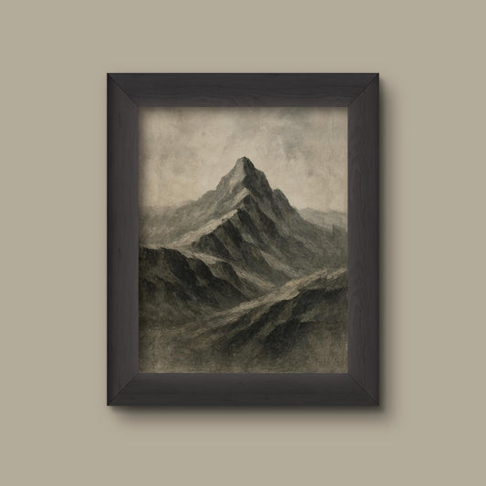 Grey Watercolor Mountains Art Print | Serene Nature Landscape Wall Decor | Fine Art Print