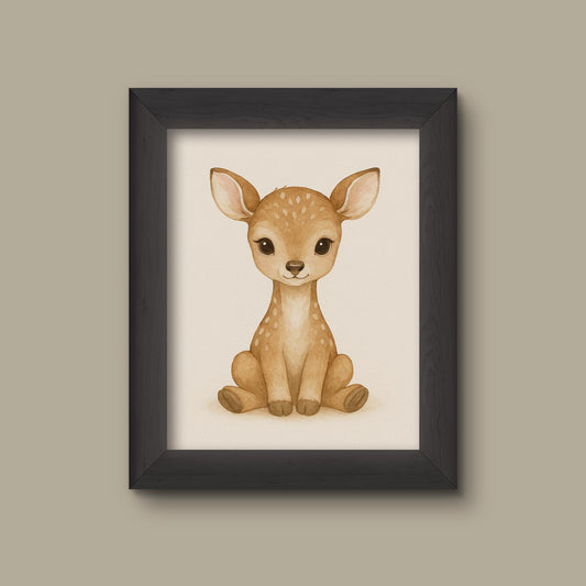 Woodland Baby Deer Nursery Wall Art Print – Watercolor Fawn Wall Art | Fine Art Print