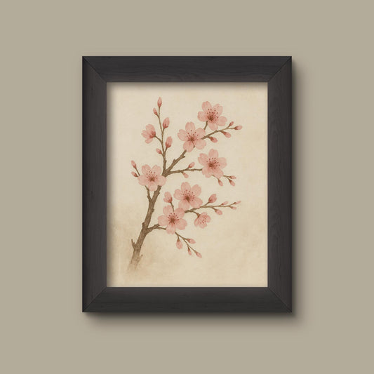 Pink Watercolor Cherry Blossom Art Print | Floral Wall Decor | Botanical Flower Painting | Fine Art Print