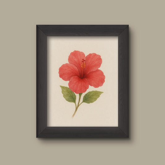 Watercolor Hibiscus Art Print | Floral Wall Decor | Botanical Flower Painting | Fine Art Print