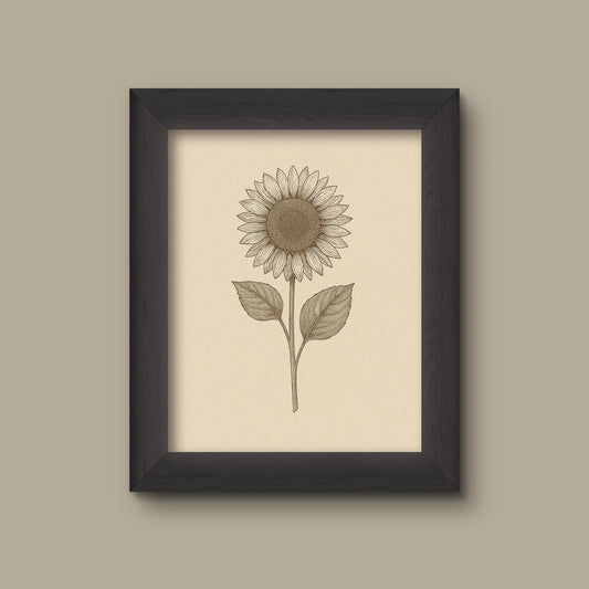 Vintage Sunflower Art Print | Floral Wall Decor | Botanical Flower Painting | Fine Art Print
