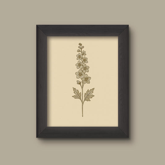 Vintage Delphinium Art Print | Floral Wall Decor | Botanical Flower Painting | Fine Art Print