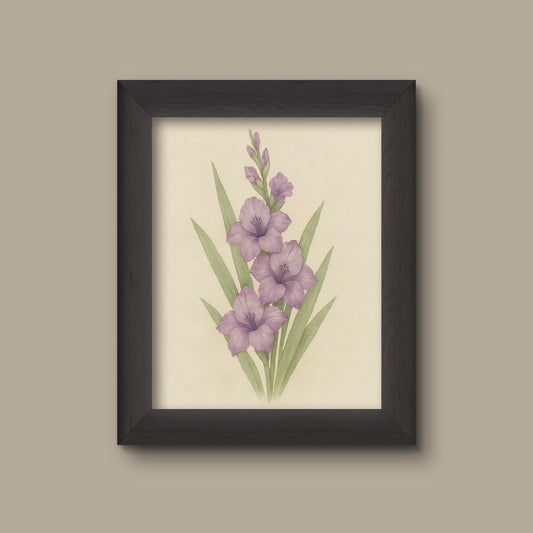 Lilac Watercolor Gladiolus Art Print | Floral Wall Decor | Botanical Flower Painting | Fine Art Print