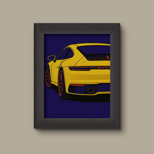 Pop Art Sports Car Print – Porsche on Purple Background | Modern Car Wall Art | Fine Art Print