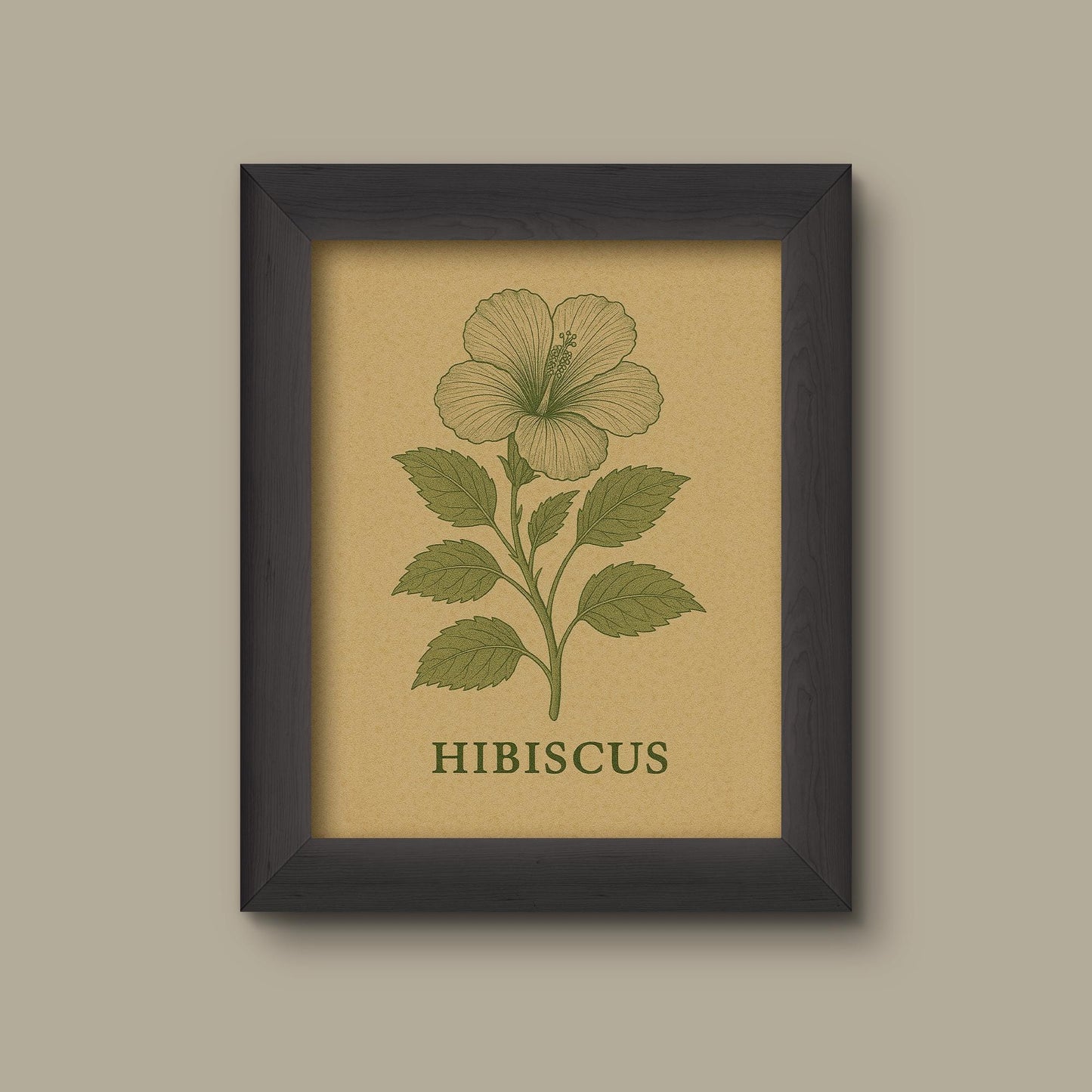 Vintage Hibiscus Art Print | Monochrome Botanical Flower Illustration | Antique Style | Fine Art Print