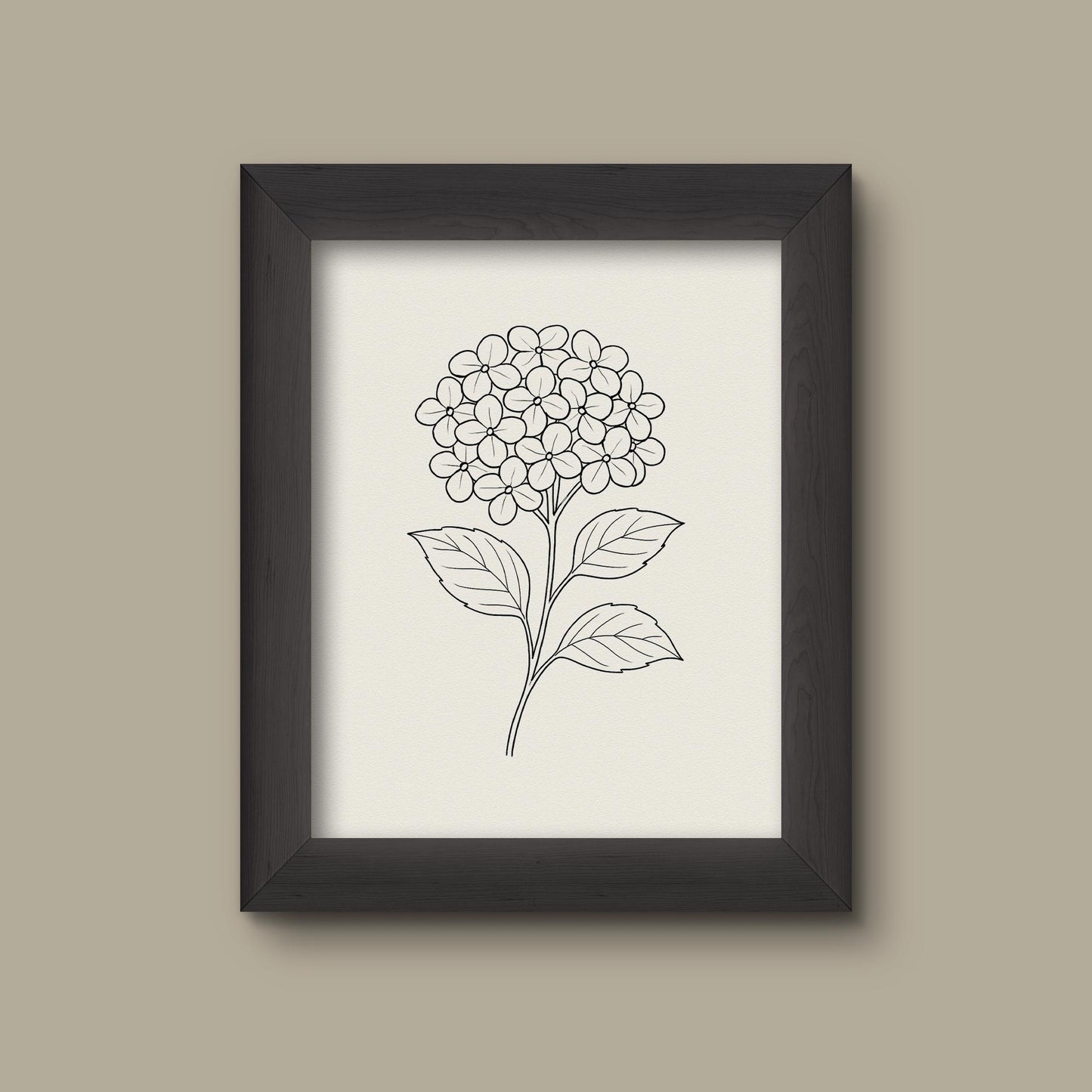 Minimalist Hydrangea Line Art Print | Hand-Drawn Botanical Illustration | Modern Wall Decor | Fine Art Print