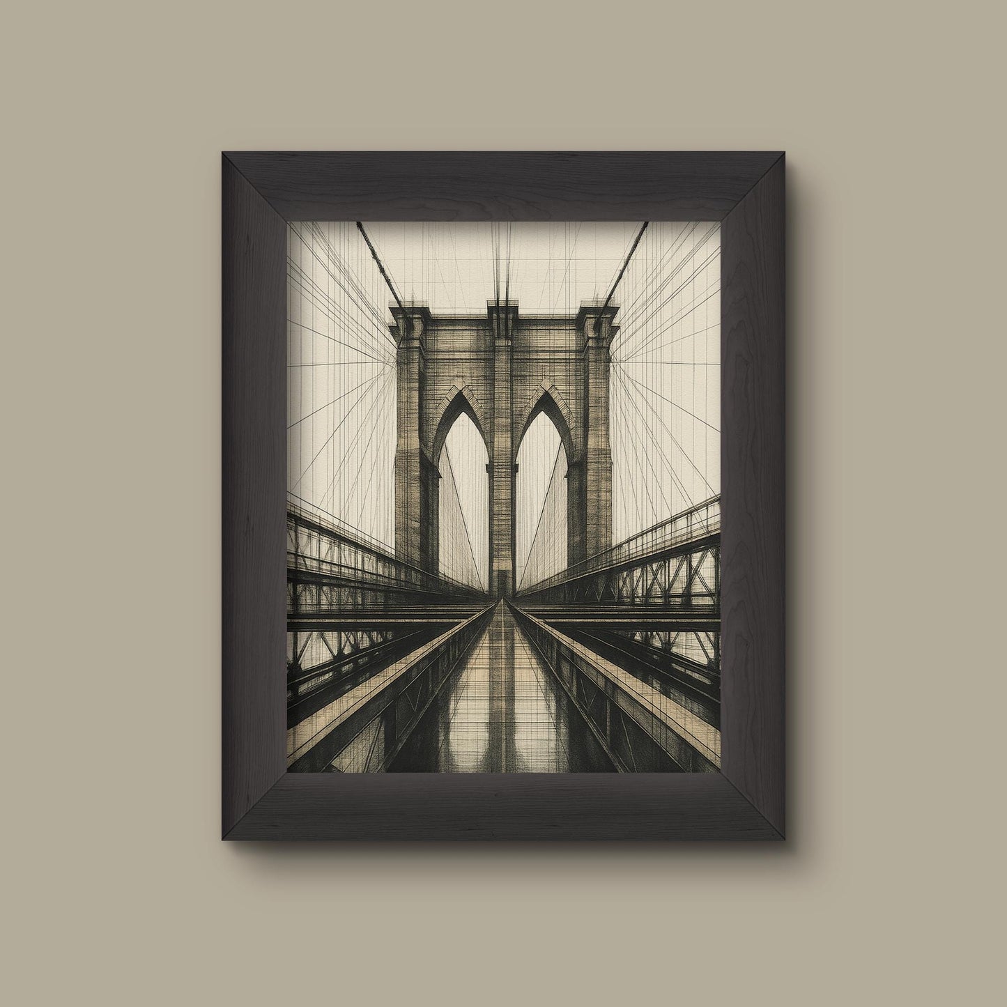 Abstract Symmetrical Bridge Art Print | Architectural Fine Line Drawing | Modern Minimalist Wall Decor | Fine Art Print