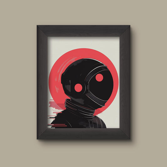 Retro Astronaut Art Print | Minimalist Space Poster | Vintage Sci-Fi Wall Decor | Fine Art Print