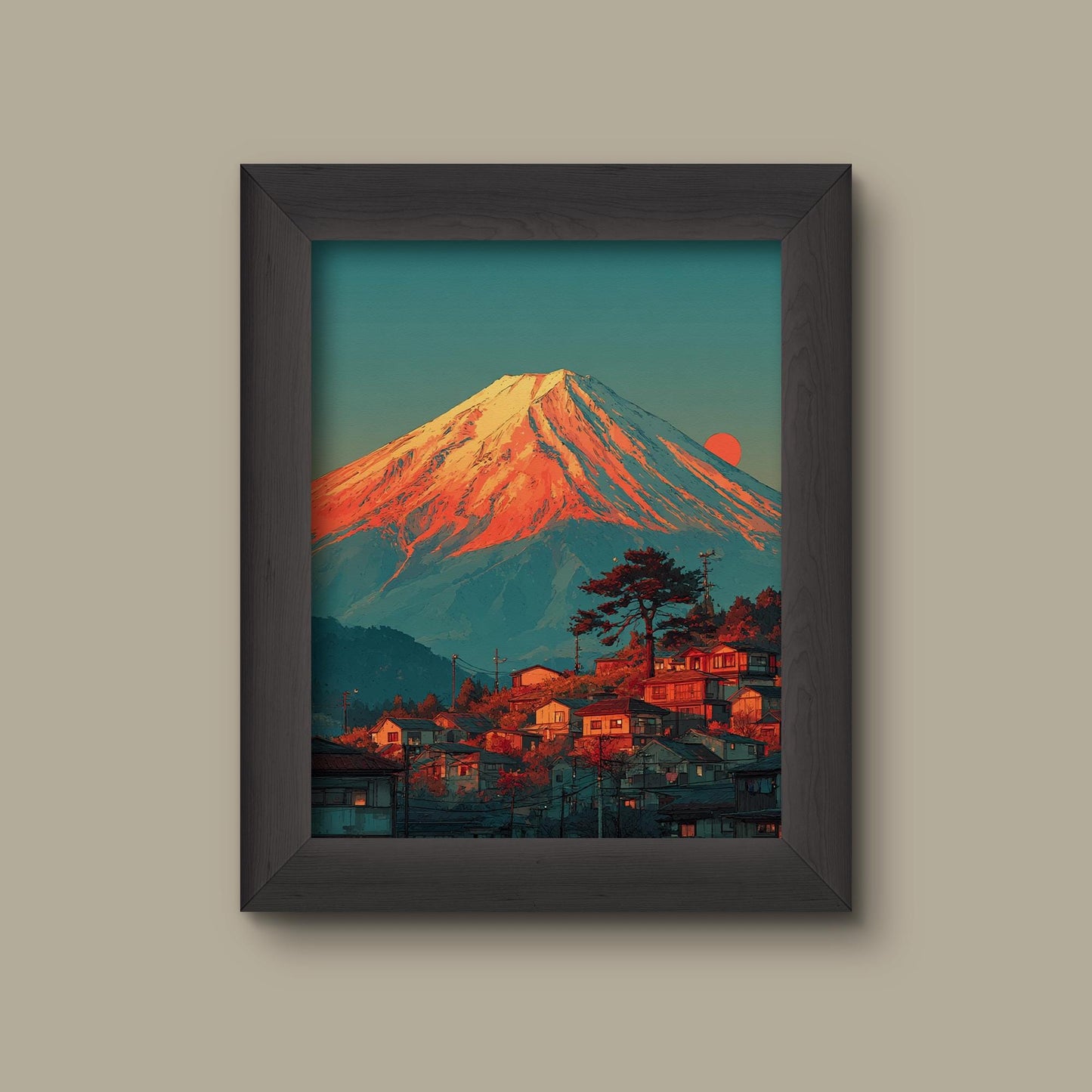 Mount Fuji Sunset Art Print | Vibrant Japanese Landscape | Fine Art Print