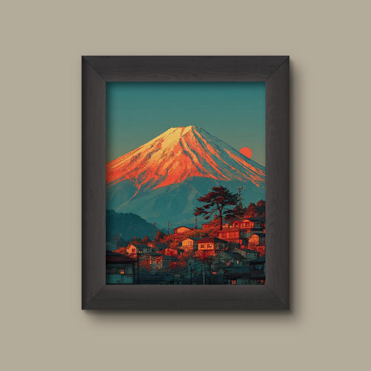 Mount Fuji Sunset Art Print | Vibrant Japanese Landscape | Fine Art Print
