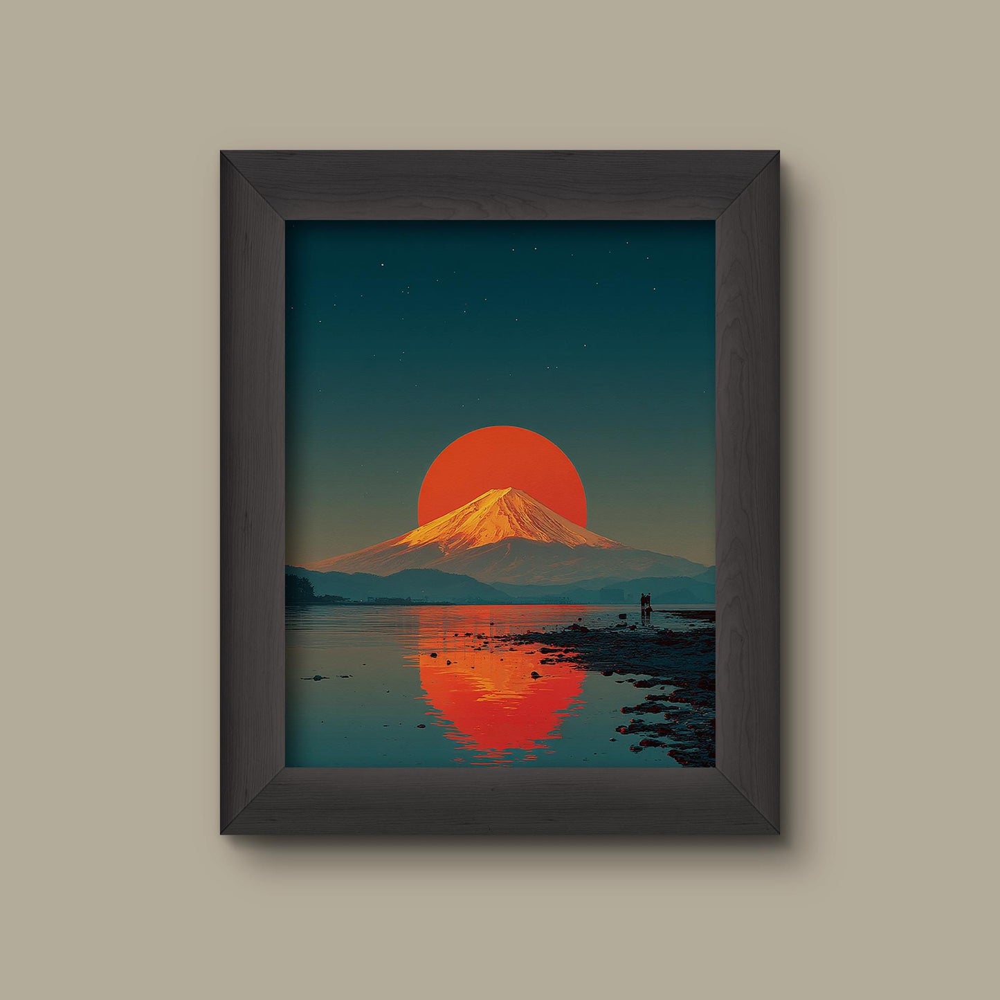 Mount Fuji Reflection Art Print | Bold Japanese Sunset Landscape | Fine Art Print