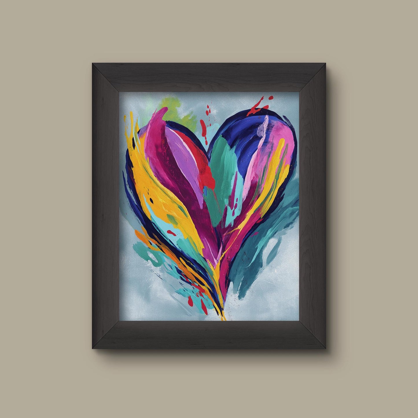 Colorful Abstract Heart Art Print | Modern Love Wall Decor | Bold Expressionist Painting | Fine Art Print