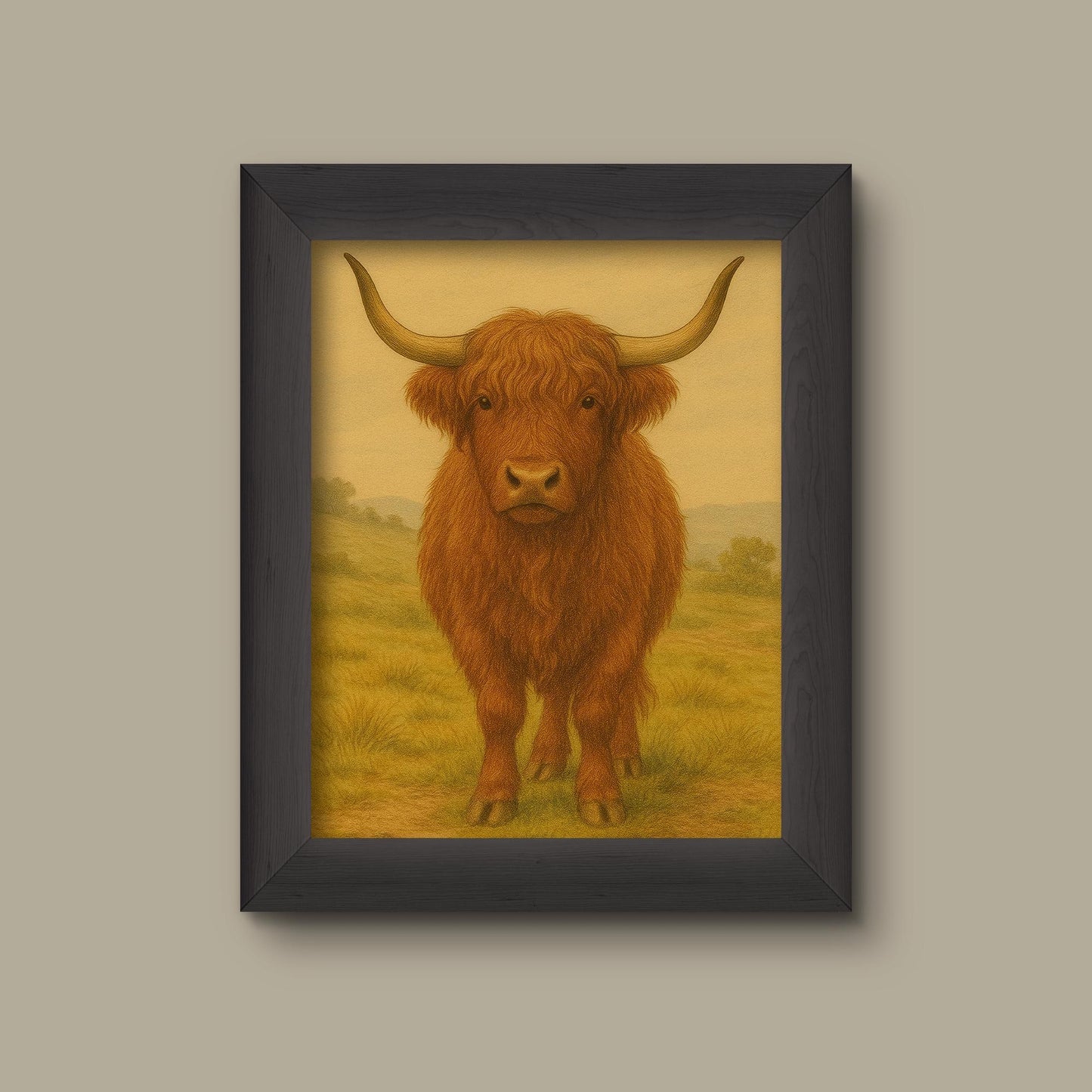 Highland Cow Art Print | Rustic Farmhouse Animal Wall Decor | Fine Art Print