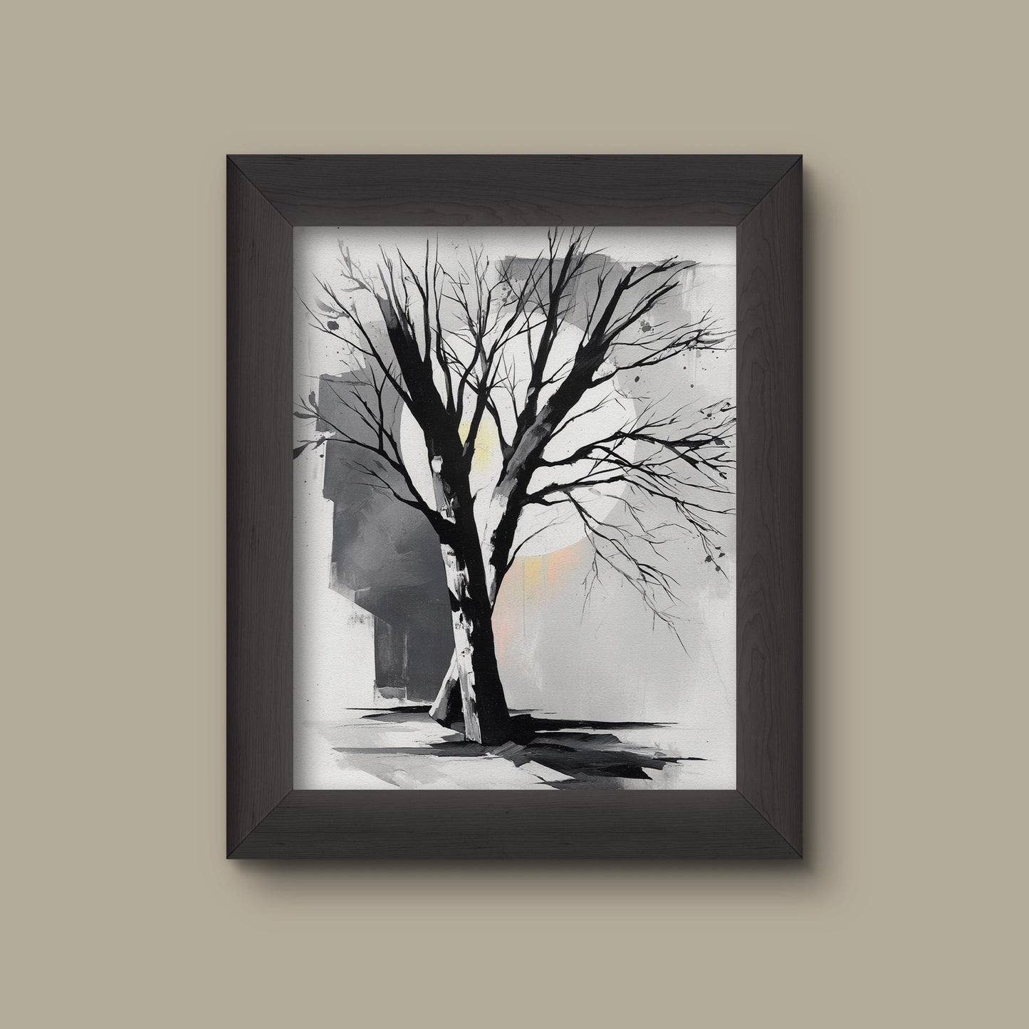 Minimalist Tree Art Print | Black and White Abstract Winter Tree | Monochrome Nature Wall Decor | Fine Art Print