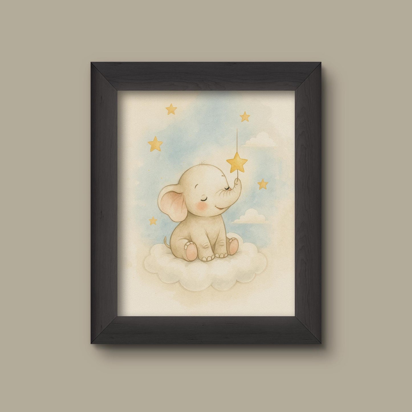 Baby Elephant Nursery Art Print – Watercolor Safari Animal Wall Decor | Fine Art Print