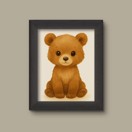 Baby Bear Nursery Art Print | Watercolor Safari Animal Wall Decor | Fine Art Print