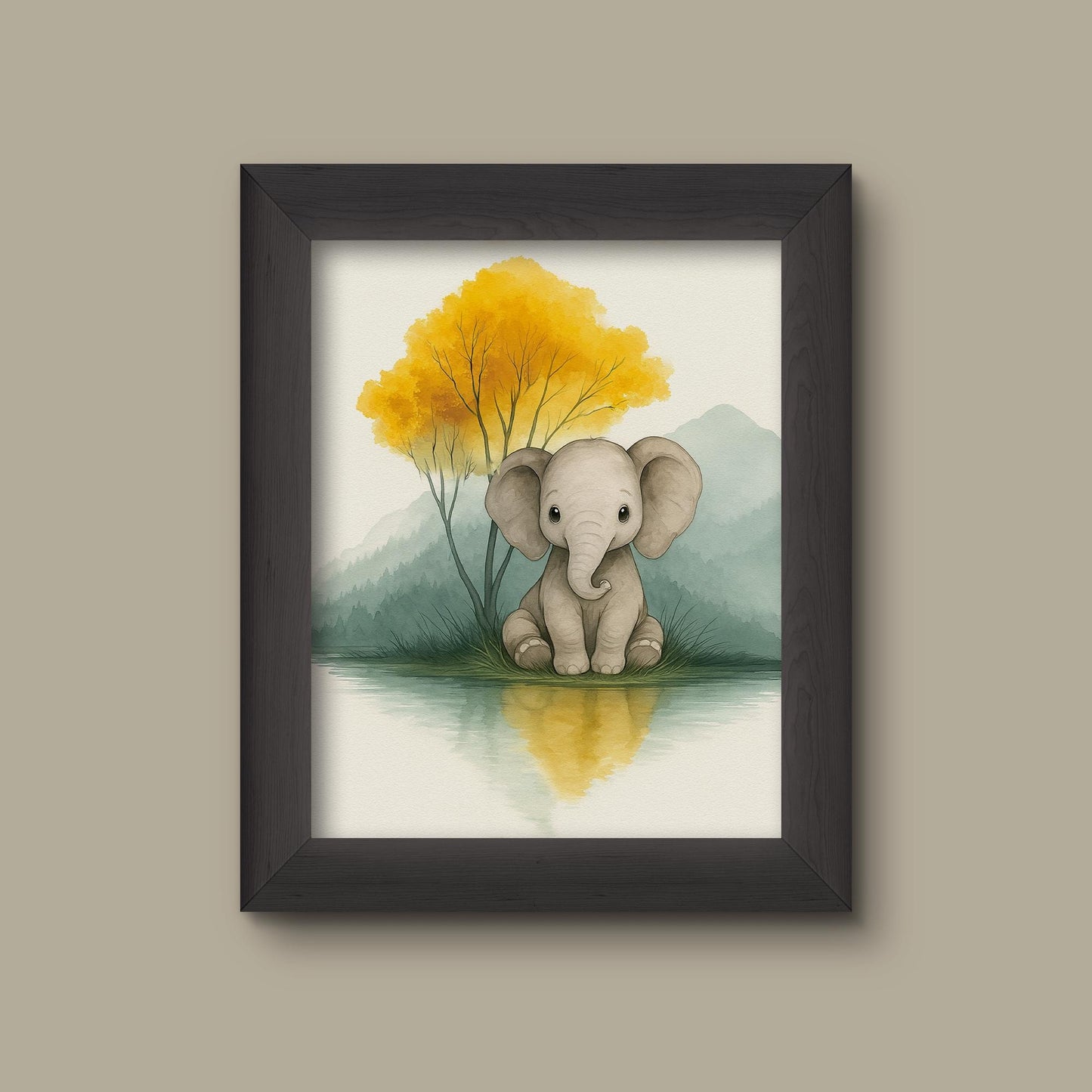 Baby Elephant Nursery Art Print | Watercolor Safari Animal Wall Decor | Fine Art Print