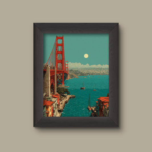 Golden Gate Bridge Art Print – Vintage Coastal San Francisco | Fine Art Print