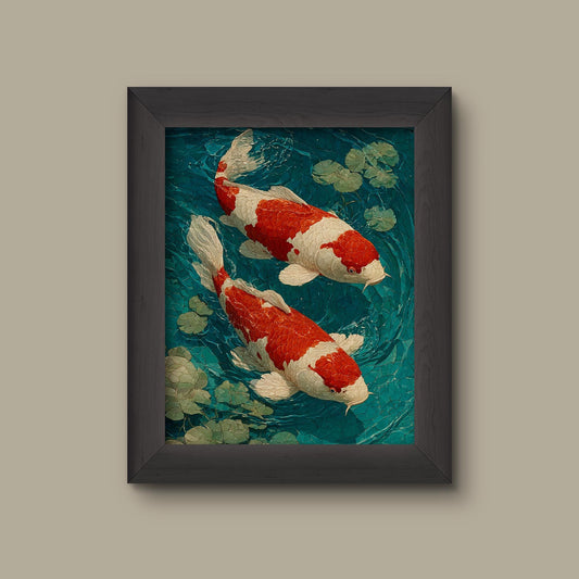 Koi Fish Wall Art | Tranquil Japanese Garden Print | Fine Art Print