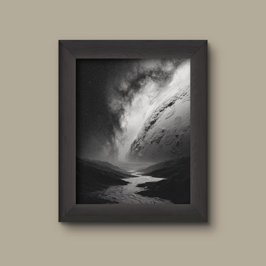 Black & White Cosmic Landscape Art Print | Fine Art Print