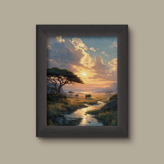 African Savanna Sunset Art Print | Fine Art Print