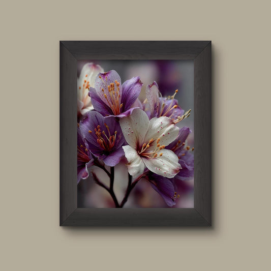 Purple and White Botanical Art Print | Floral Wall Decor | Botanical Flower Painting | Fine Art Print