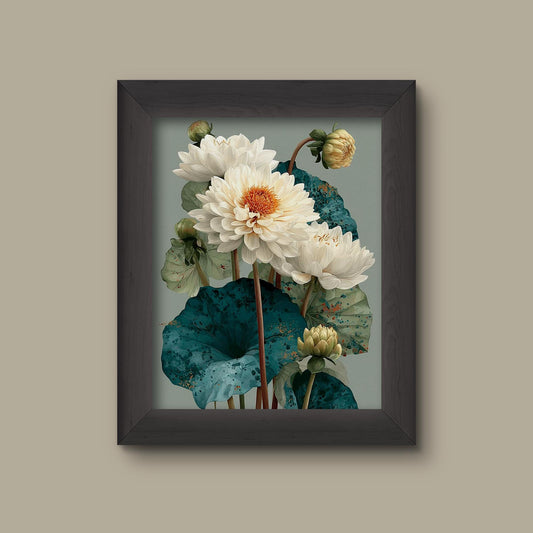 Vintage Lotus Botanical Art Print | Floral Wall Decor | Botanical Flower Painting | Fine Art Print