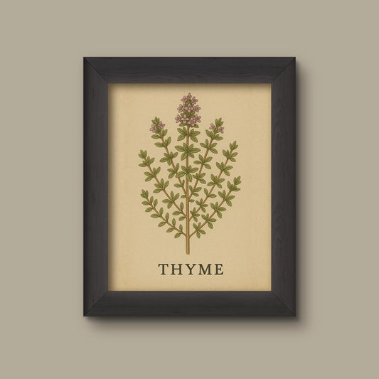 Vintage Thyme Herb Art Print | Botanical Kitchen Wall Decor | Fine Art Print