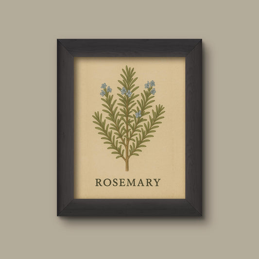 Vintage Rosemary Herb Art Print | Botanical Kitchen Wall Decor | Fine Art Print