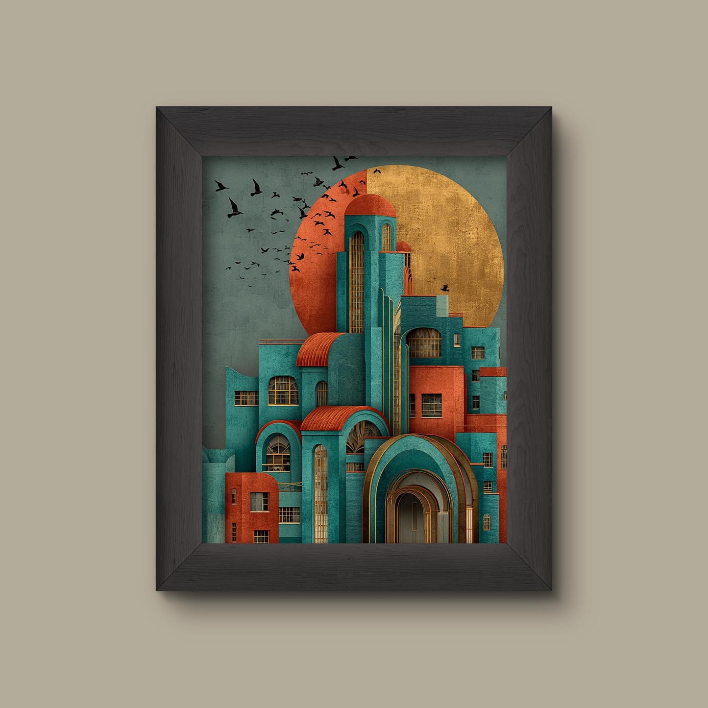 Art Deco Fantasy Architecture Print | Bold Retro-Futuristic Cityscape Wall Art | Fine Art Print