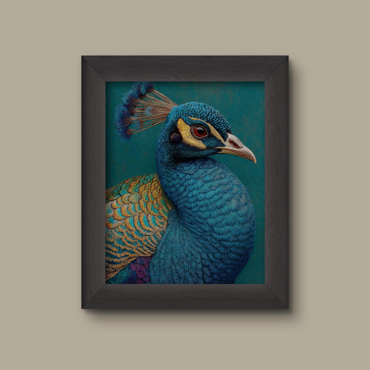 Peacock Wall Art | Vibrant Peacock Illustration Print | Exotic Bird Artwork | Fine Art Print