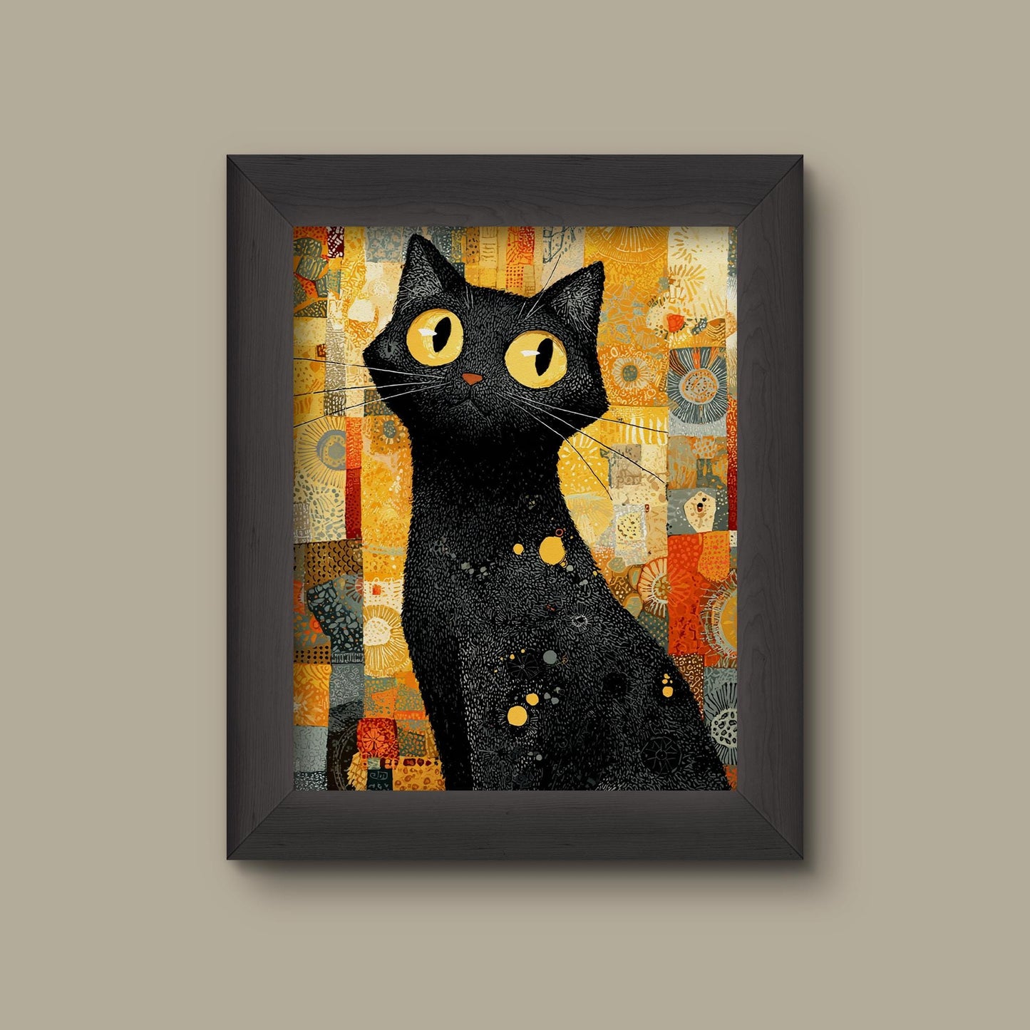 Golden Gaze Black Cat Art Print | Fine Art Print