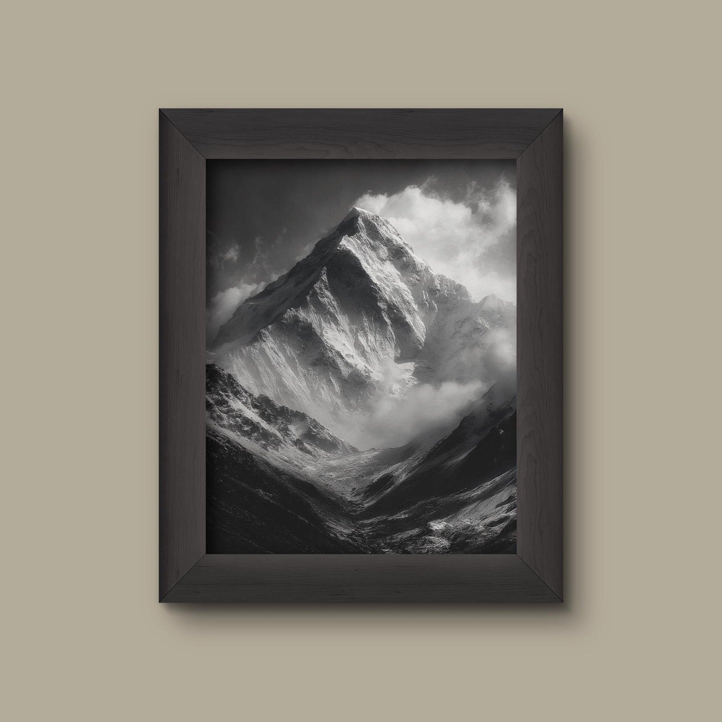 Monochrome Mountain Peak Art Print | Fine Art Print