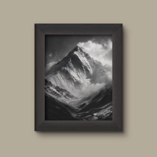 Monochrome Mountain Peak Art Print | Fine Art Print