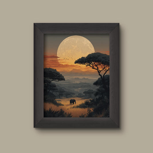 Moonrise Over the Savanna Art Print | Fine Art Print
