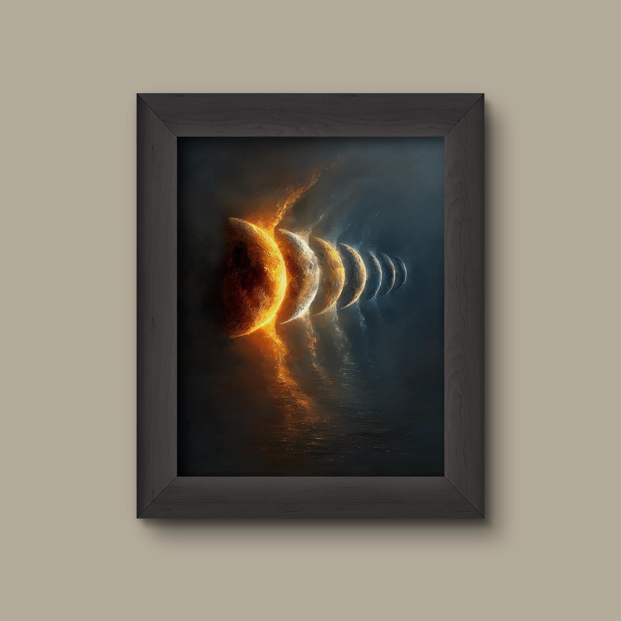 Fire and Ice Moon Phases Art Work – Fine Art Print – Prints Charming Art