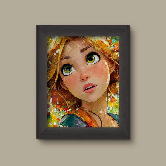 Rapunzel Close-Up Watercolor Portrait | Tangled Inspired Art Print | Disney Princess Fan Decor | Fine Art Print