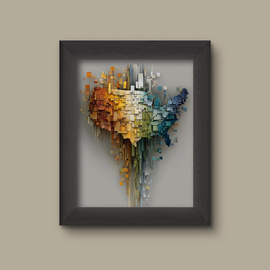 Modern USA Map Art Print – Abstract Color Block States Wall Decor | Contemporary Dripping Design Poster | Fine Art Print
