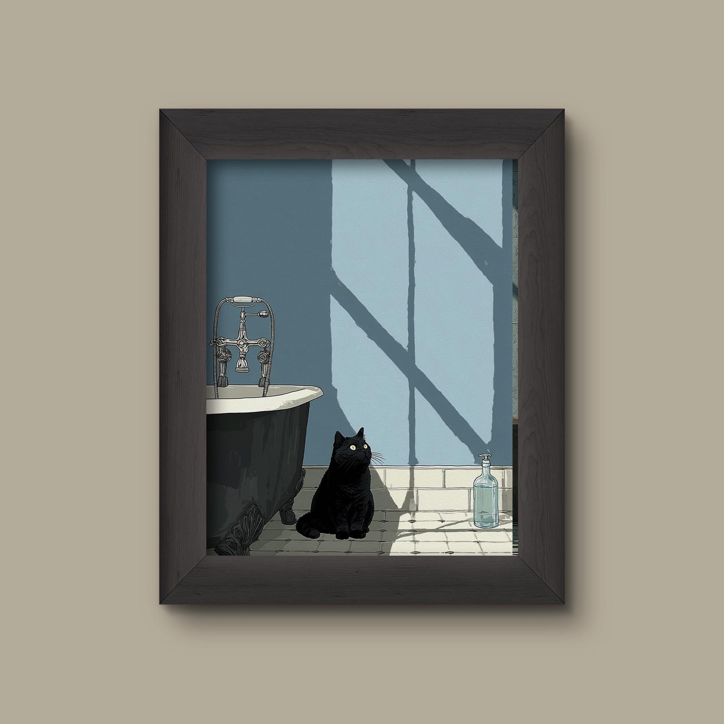Curious Cat in Bathroom Wall Art – Vintage Tub Print | Fine Art Print