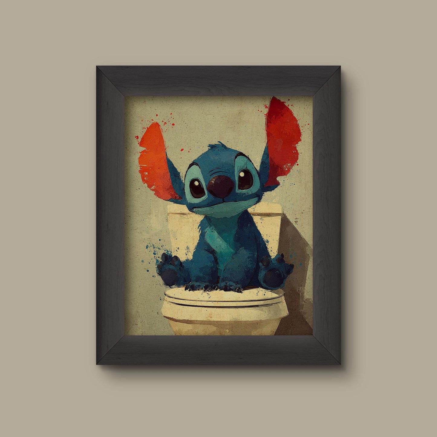 Disney Stitch Bathroom Wall Art – Funny Watercolor Inspired Print - Bathroom Decor Poster | Fine Art Print