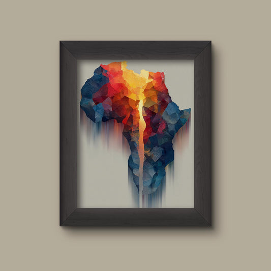 Abstract Africa Map Wall Art – Colorful Cracked Texture African Continent Print | Modern Geometric Poster | Cultural Travel Home Decor | Fine Art Prin