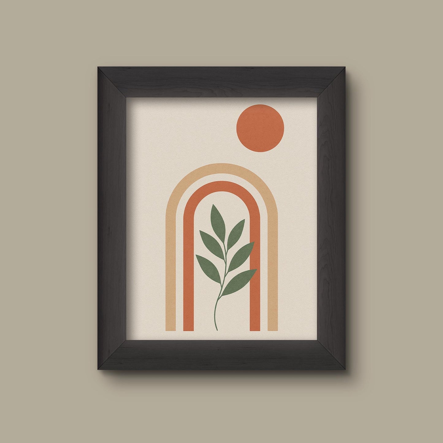 Japandi Rainbow Arch Botanical Wall Art | Minimalist Modern Plant Print | Boho Scandinavian Decor | Fine Art Print