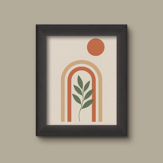Japandi Rainbow Arch Botanical Wall Art | Minimalist Modern Plant Print | Boho Scandinavian Decor | Fine Art Print