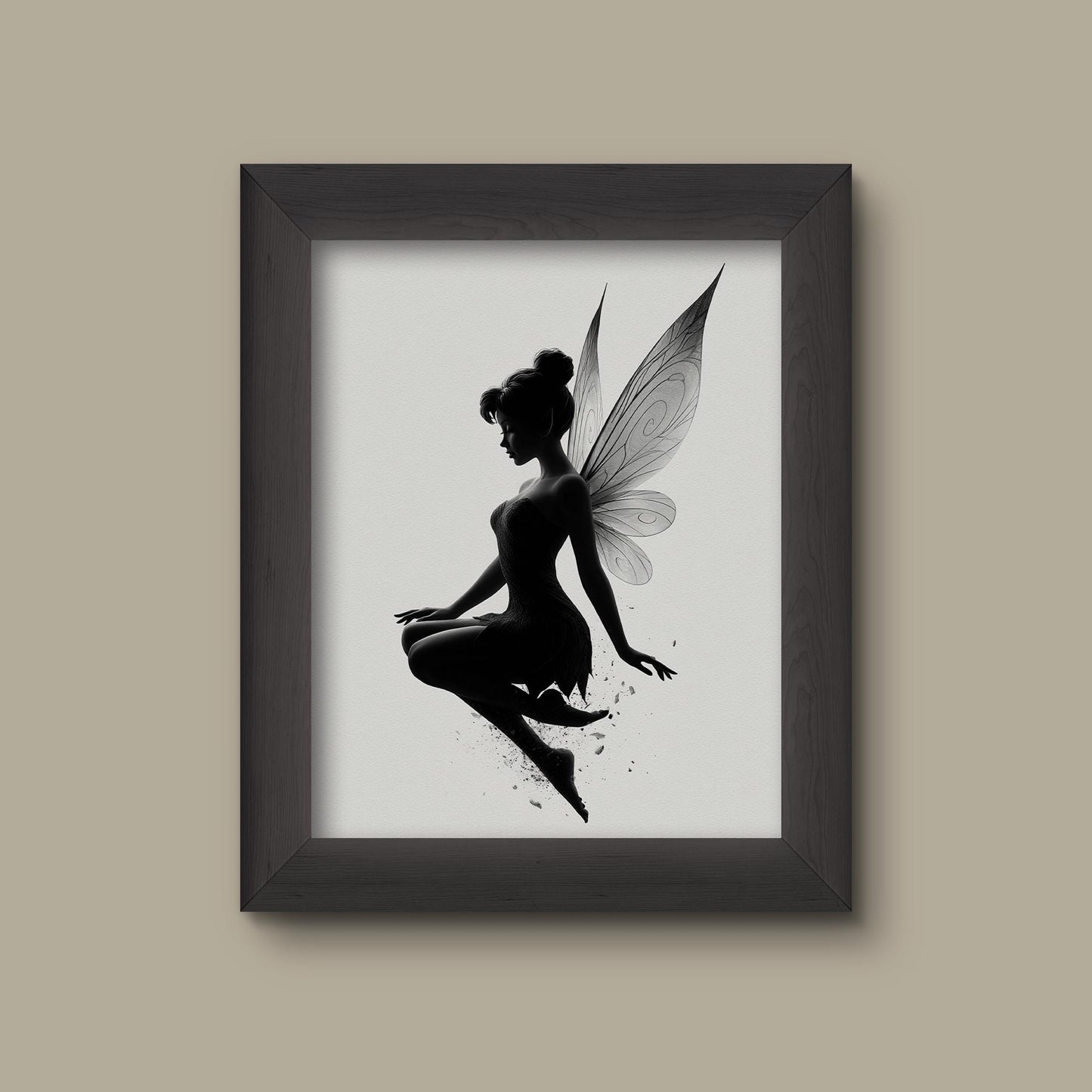 Fairy Silhouette Art Print - Black and White Print | Fine Art Print