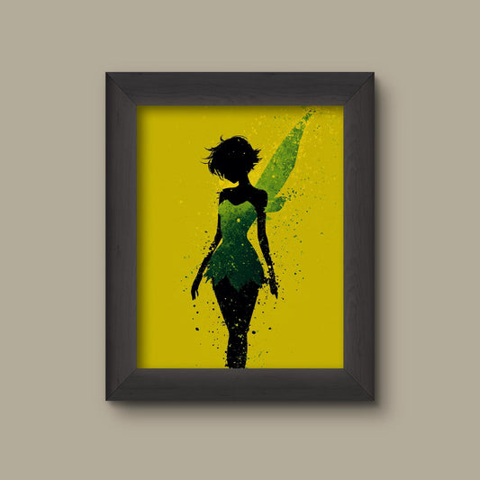Tinker Bell Inspired Silhouette – Fairy Wall Art Print | Fine Art Print