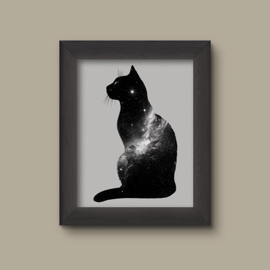 Galaxy Cat Silhouette – Cosmic Animal Art Print | Fine Art Print