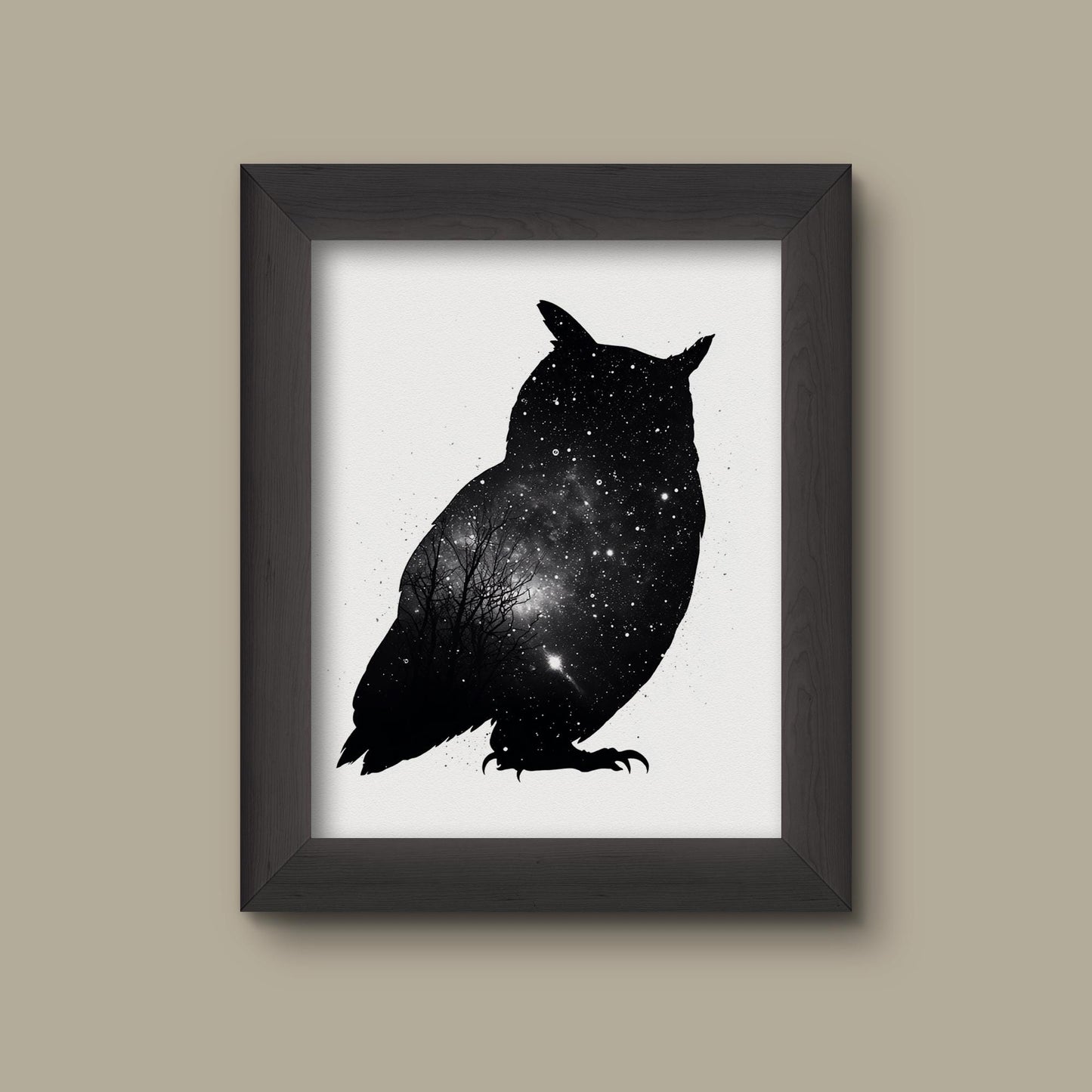 Galaxy Owl Silhouette – Cosmic Universe Art Print | Fine Art Print