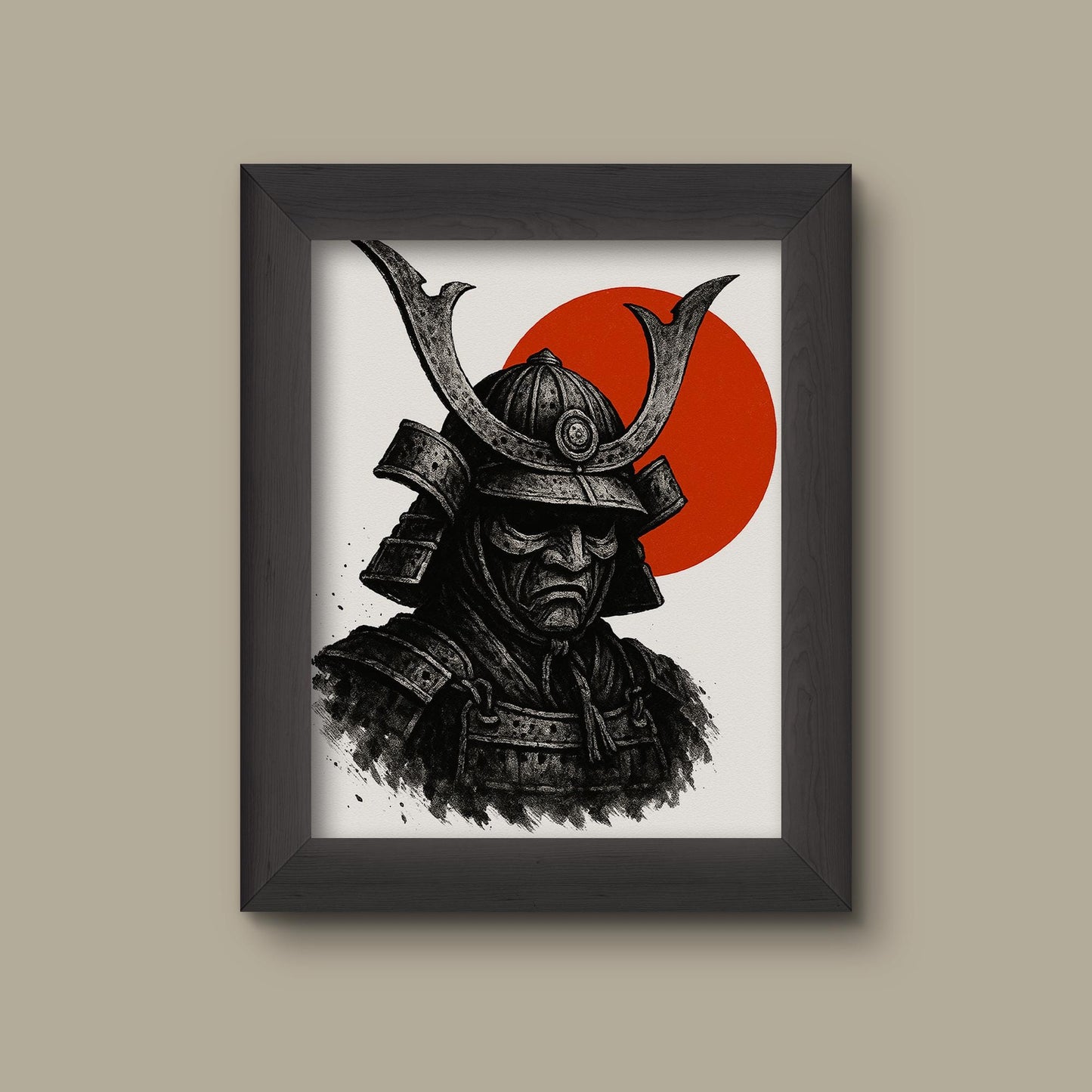 Samurai Warrior with Red Sun – Japanese Art Print | Fine Art Print
