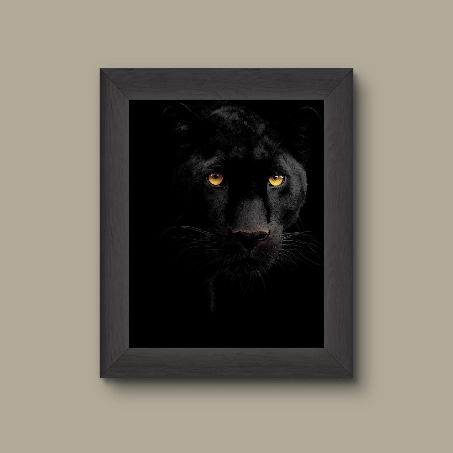 Minimalist Black Panther Wall Art – Golden Eyes Big Cat Portrait Print | Fine Art Print